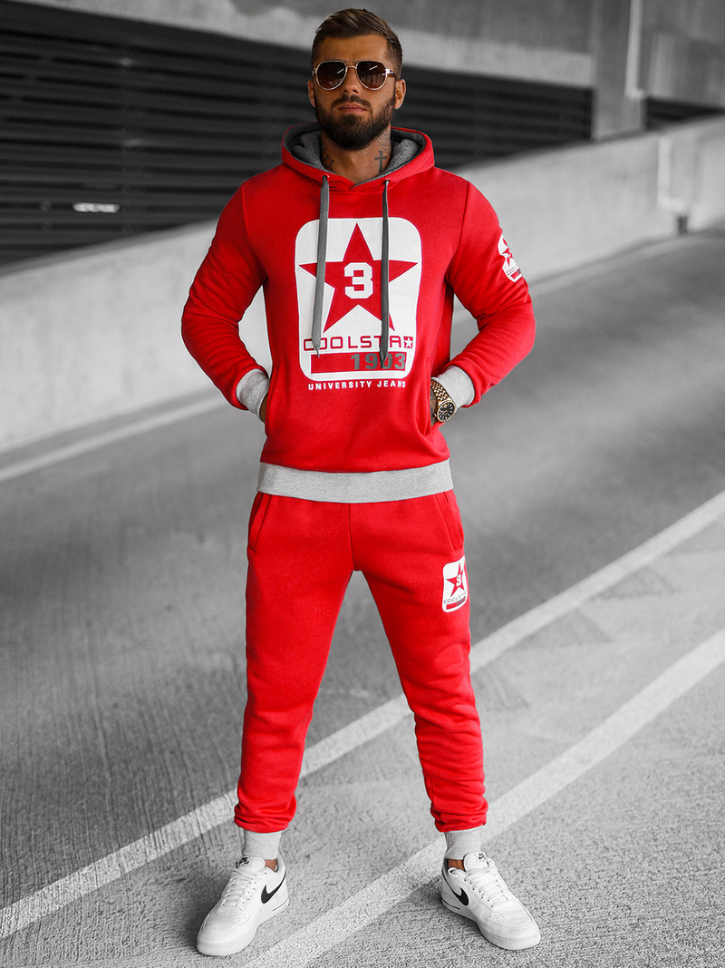 Komplet dresowy męski czerwony OZONEE JS/8C59/18Z