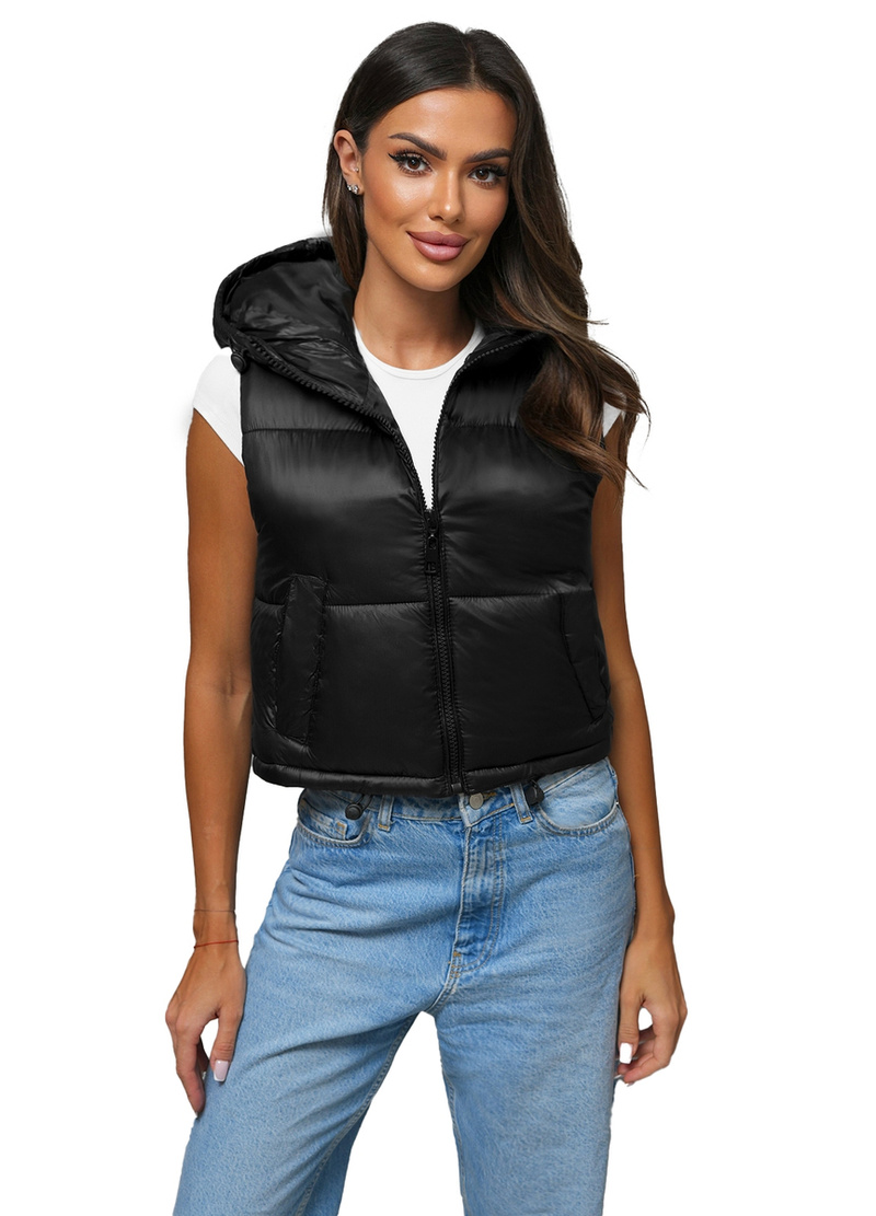 Kamizelka damska pikowana czarna OZONEE JS/5M3191/392