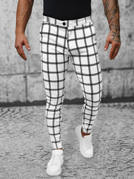 Spodnie męskie chino materiałowe białe OZONEE O/P4029