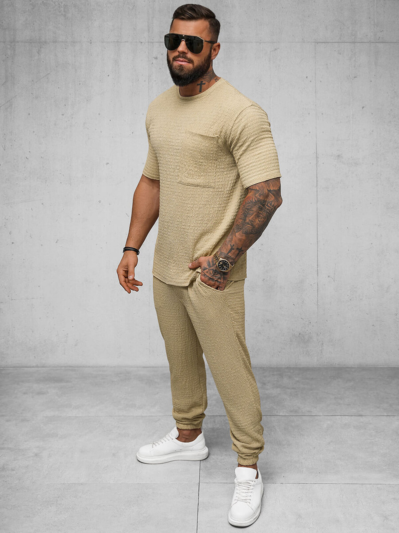 Spodnie dresowe męskie camelowe OZONEE O/K960SP