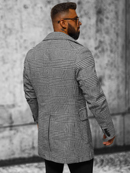 Płaszcz męski w kratę czarno-biały OZONEE JS/JP1192Z