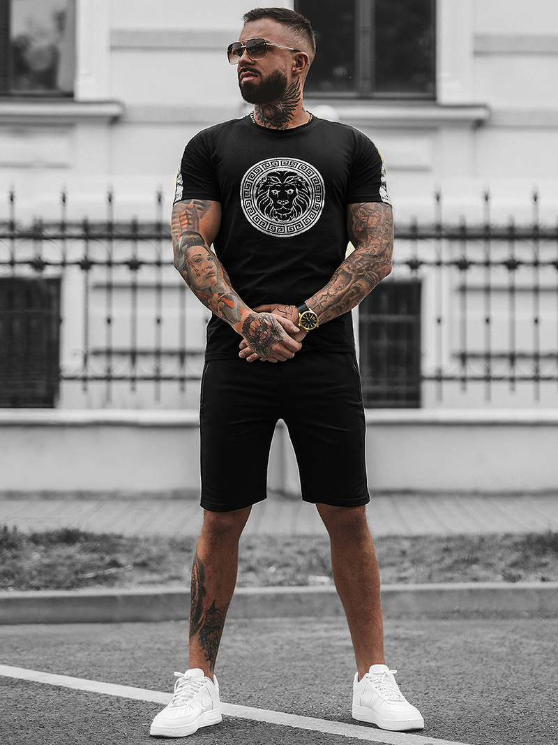 Komplet dresowy męski czarno-srebrny OZONEE O/HM788Z