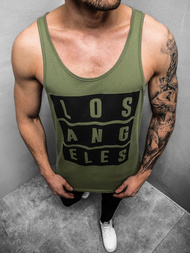 Koszulka bez rękawów męska z nadrukiem zielona OZONEE 724TZ