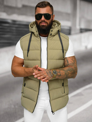 Kamizelka męska pikowana z kapturem beżowa OZONEE JS/57M7507/62