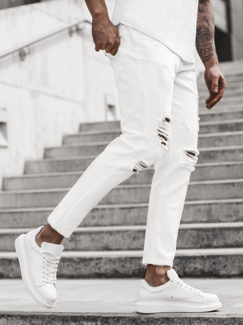 Spodnie jeansowe męskie białe OZONEE B/55082