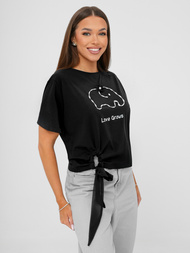 T-shirt damski z nadrukiem czarny OZONEE JS/RJ77247