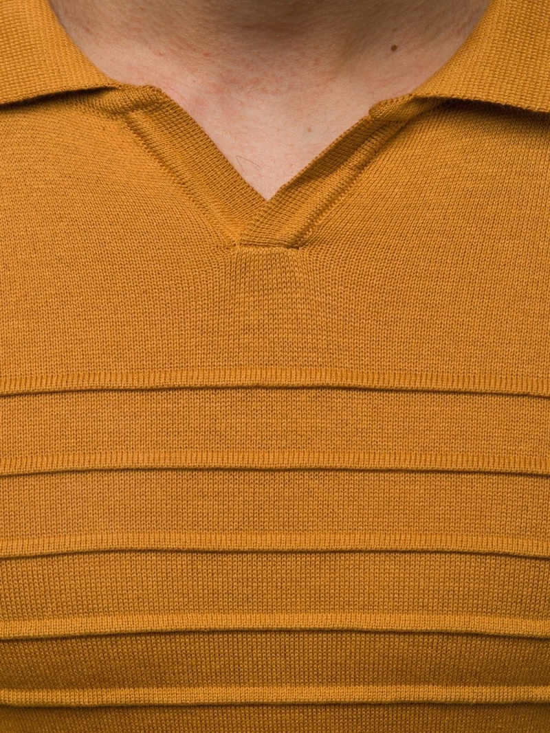 Bluzka polo z dzianiny, krótki rękaw męska camelowa OZONEE L/2318