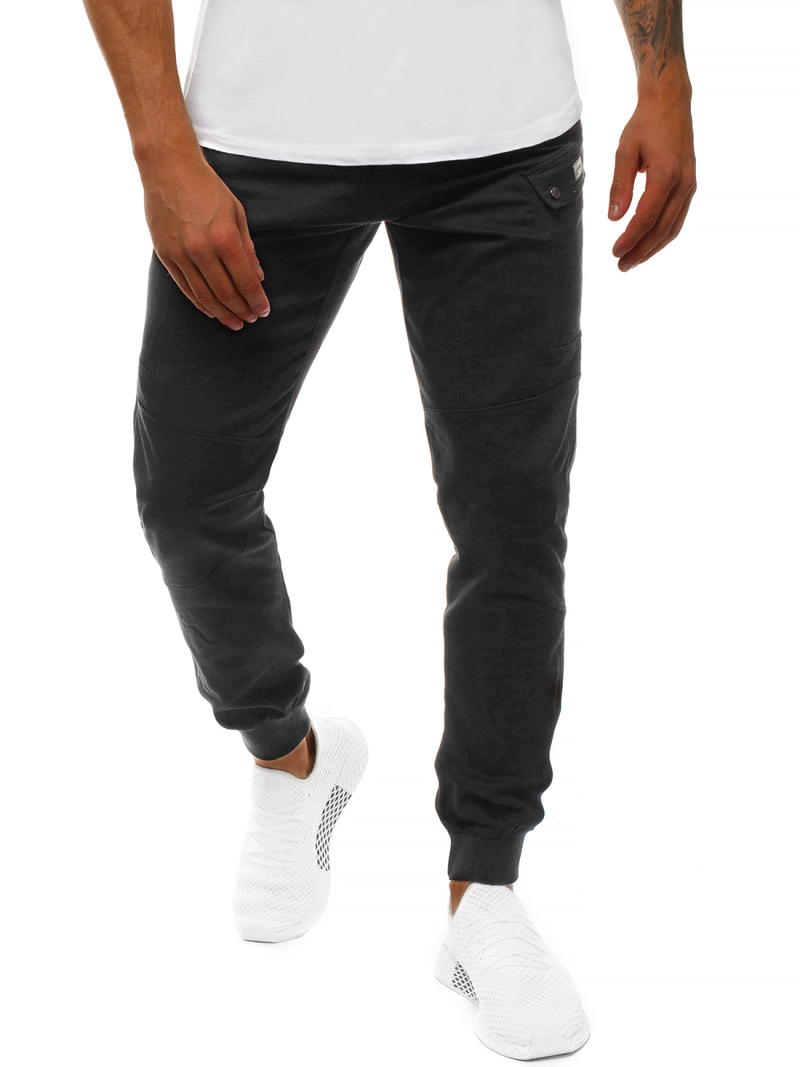 Spodnie męskie chino joggery czarne OZONEE O/11103