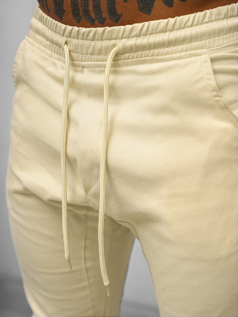 Spodnie męskie chino joggery beżowe OZONEE O/399