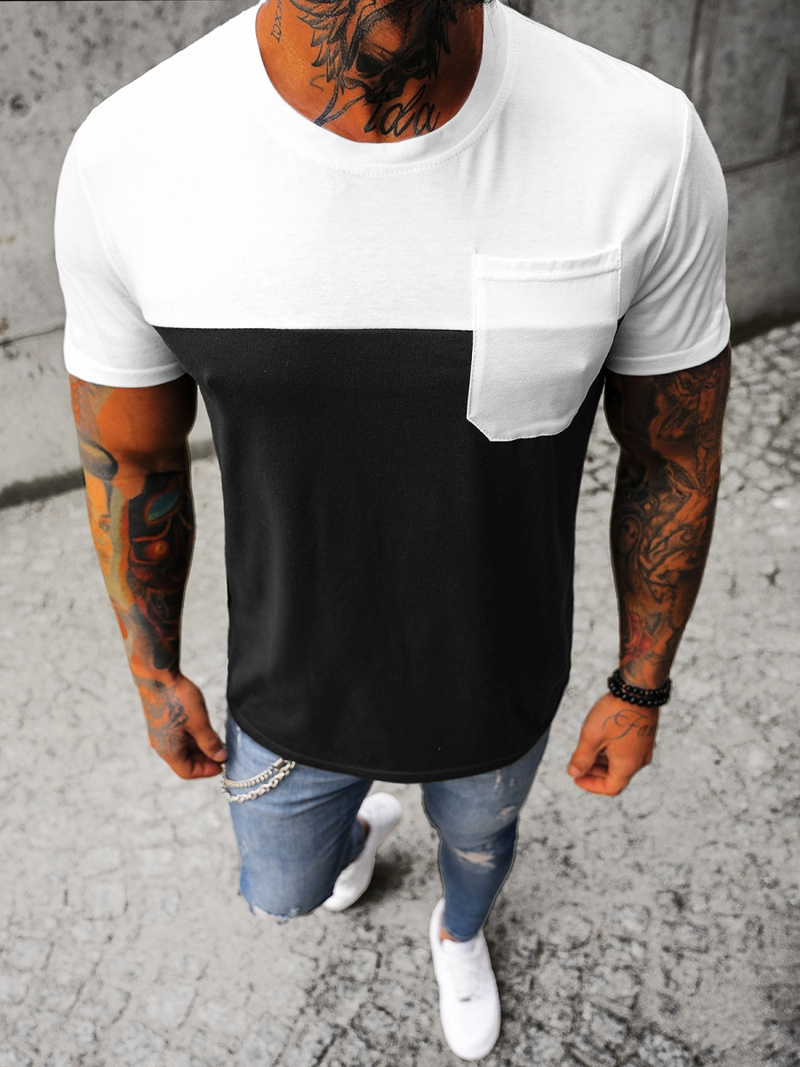 T-shirt męski biało-czarny OZONEE JS/8T91/3