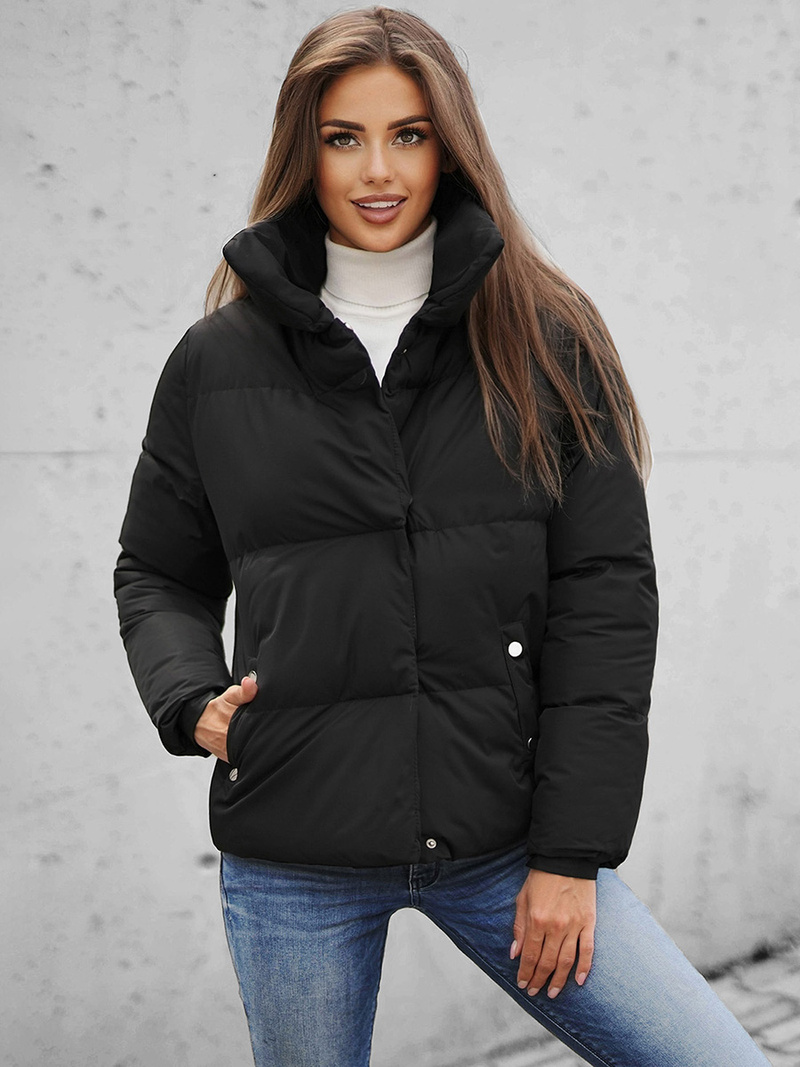 Kurtka zimowa damska pikowana czarna OZONEE JS/M23062/392Z