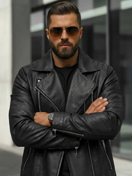 Kurtka skórzana męska ramoneska czarna OZONEE JS/11Z8067Z