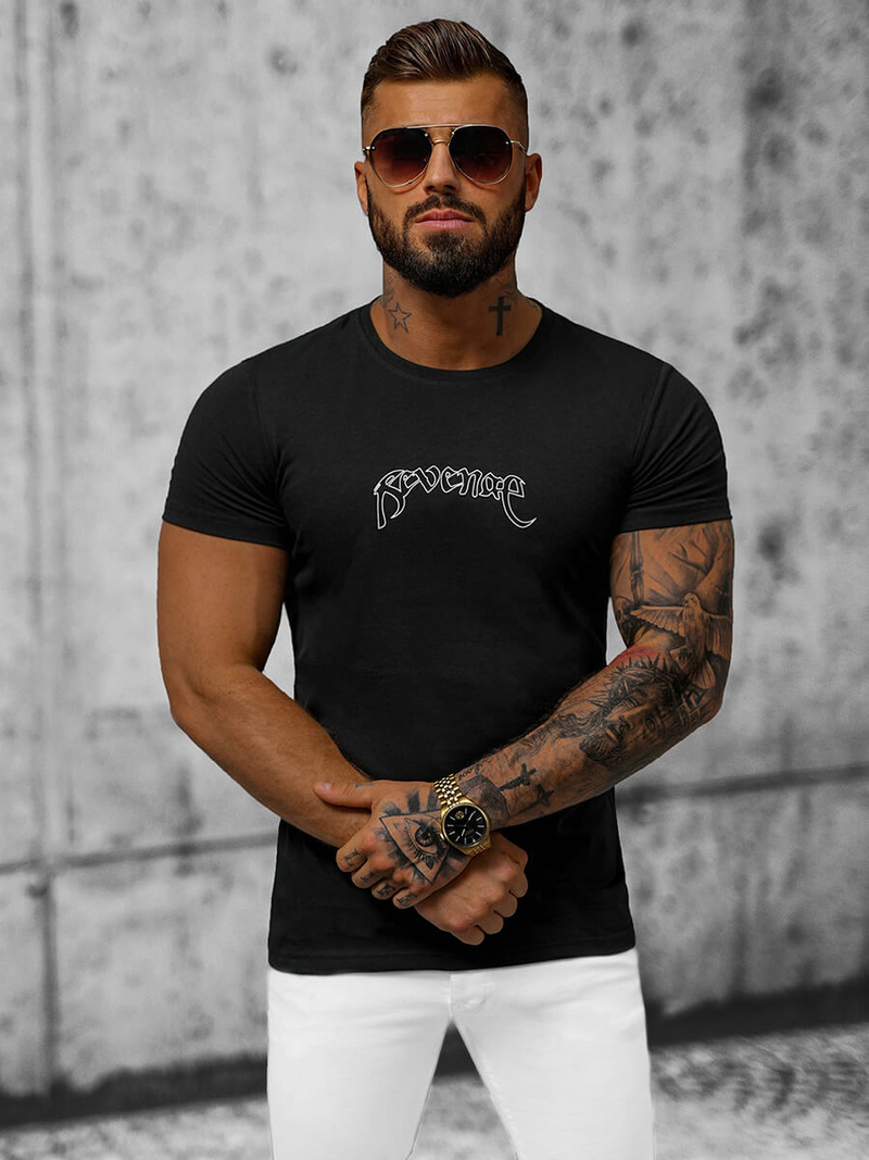 T-shirt męski czarny OZONEE O/T108/3Z