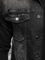 Kurtka męska jeansowa sherpa czarna OZONEE NB/MJ516NZ