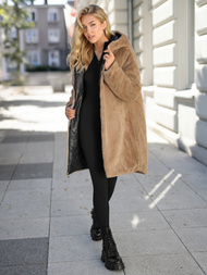 Kurtka zimowa damska długa pikowana czarna OZONEE JS/5M3352/392