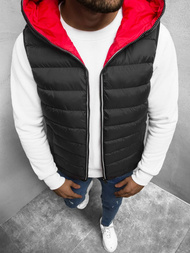 Kamizelka męska pikowana z kapturem czarna OZONEE N/6878/1