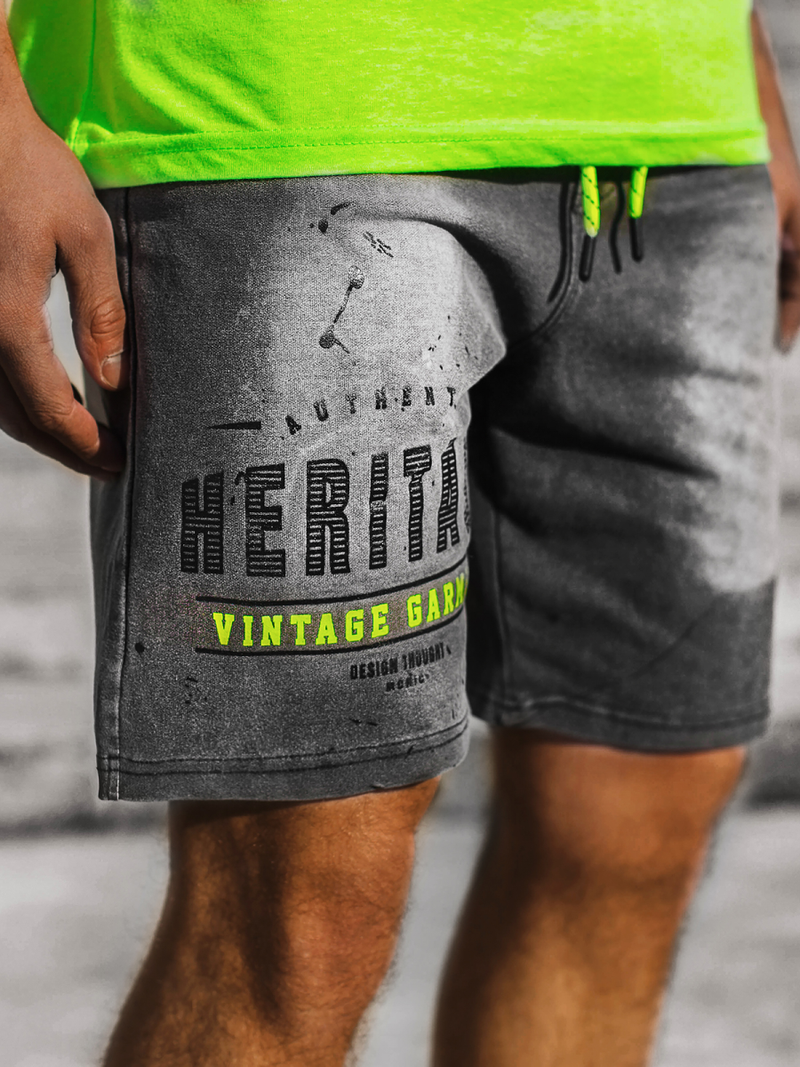 Шорти джинові чоловічі Чорно-Зеленi OZONEE JS/KK1091