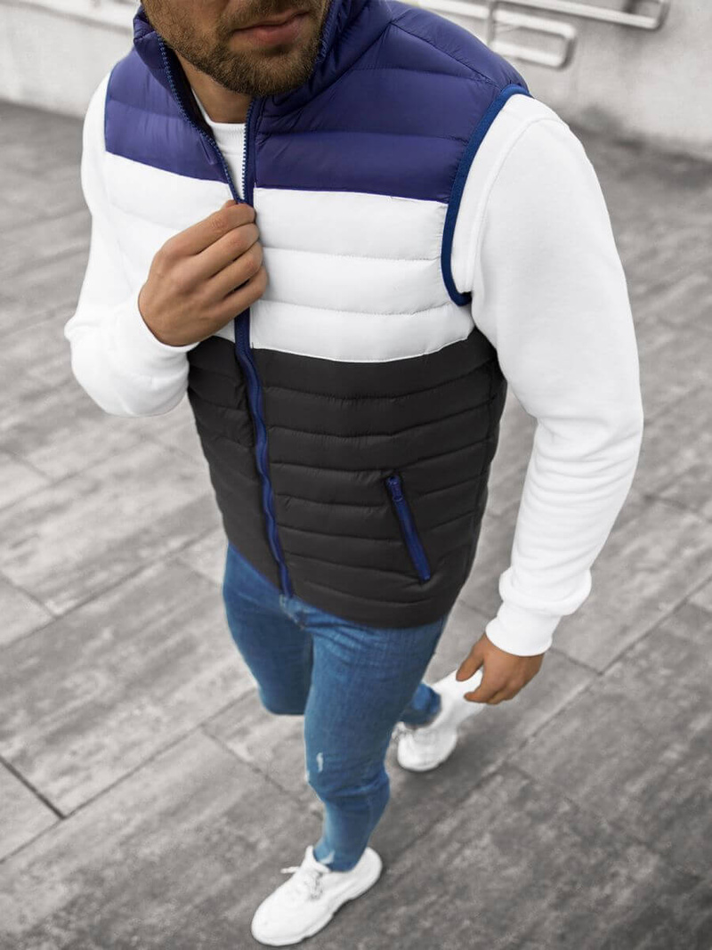 Kamizelka męska pikowana granatowo-czarna OZONEE JS/M13076/392BZ