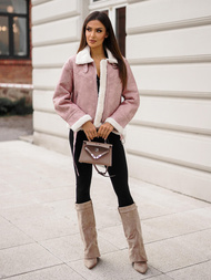 Жіноча шкіряна kуртка порошкоподібний OZONEE O/81331