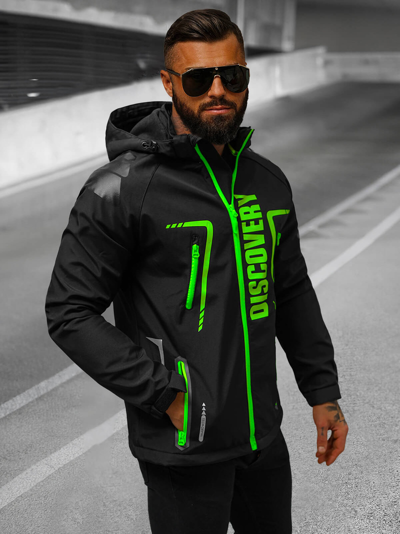 Куртка softshell чоловіча Чорно-Зелена OZONEE JS/HH025/1Z