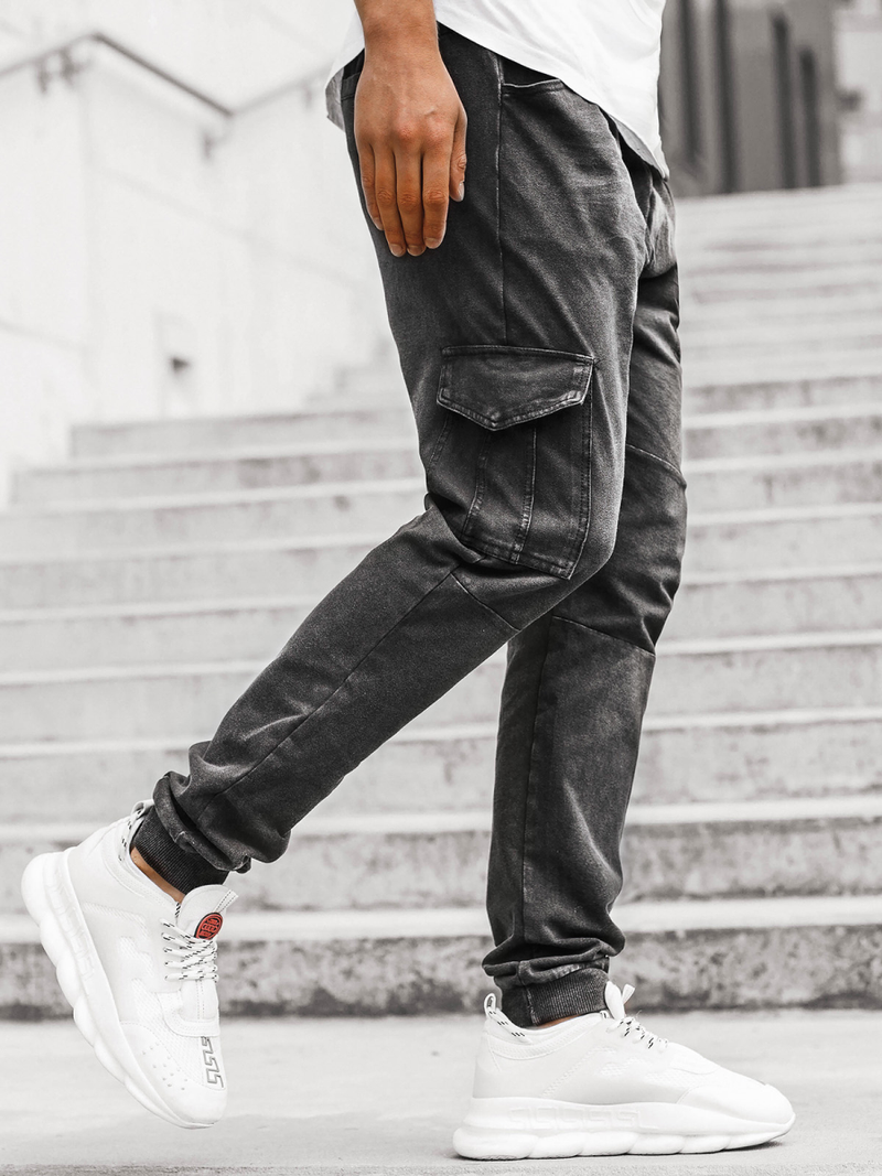 Spodnie męskie jogger czarne OZONEE JS/KK1110-2