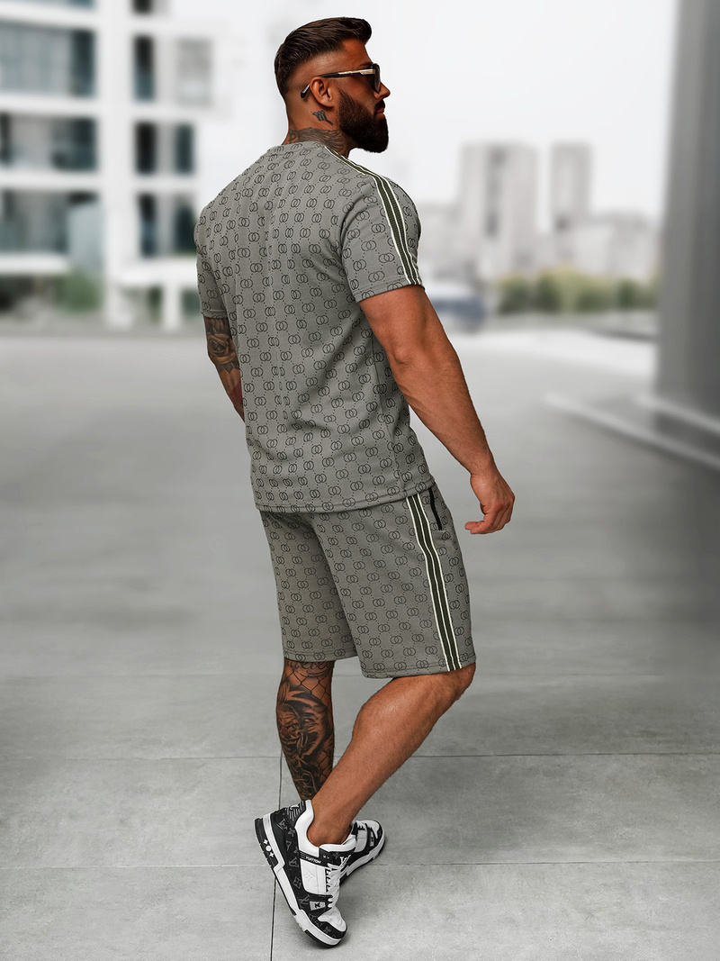 Komplet dresowy męski krótki ciemno-szary OZONEE O/QQ1608AB