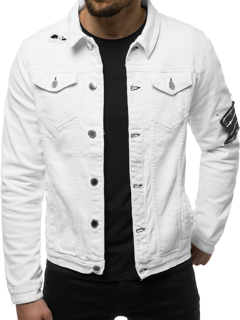 Kurtka jeans męska biała OZONEE G/602