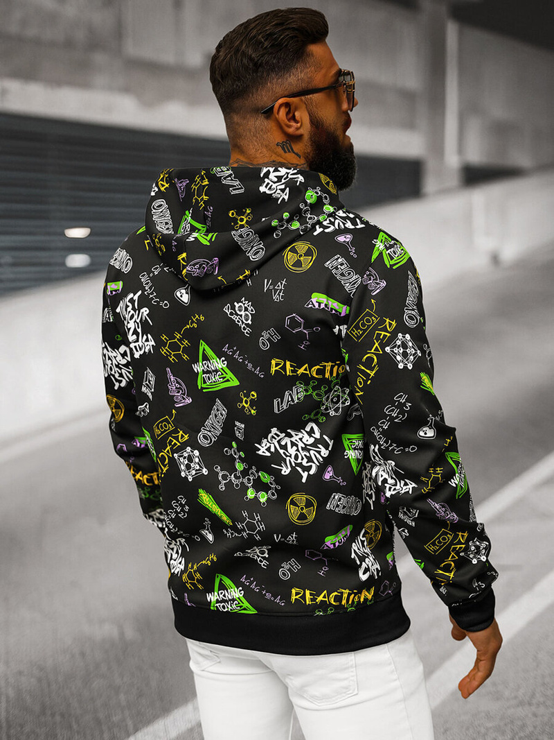 Bluza męska z kapturem rozpinana czarna OZONEE JS/8B1186/3