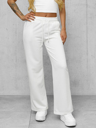 Spodnie dresowe damskie z szeroką nogawką białe OZONEE JS/92K503/1