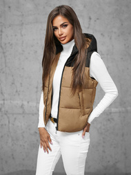 Kamizelka damska pikowana camelowa OZONEE JS/16M9112/84