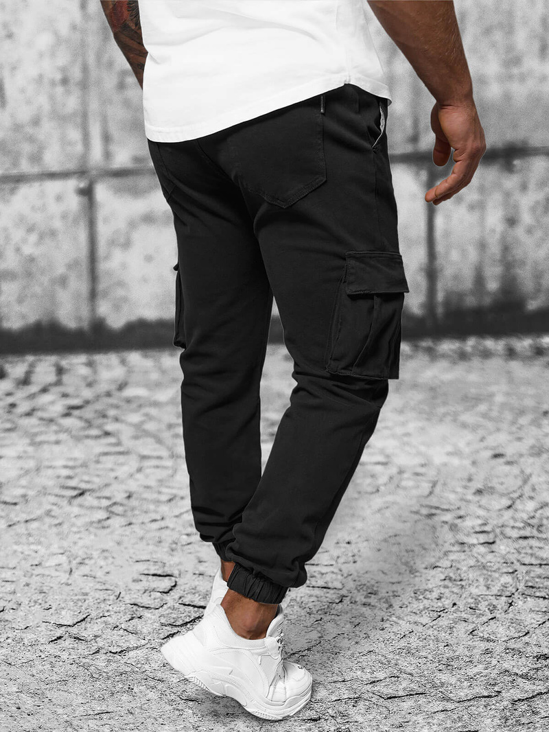 Spodnie męskie chino joggery czarne OZONEE NB/MP0105NZ