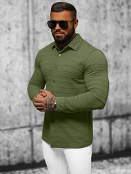 Bluza męska z kołnierzykiem khaki OZONEE O/TB2271