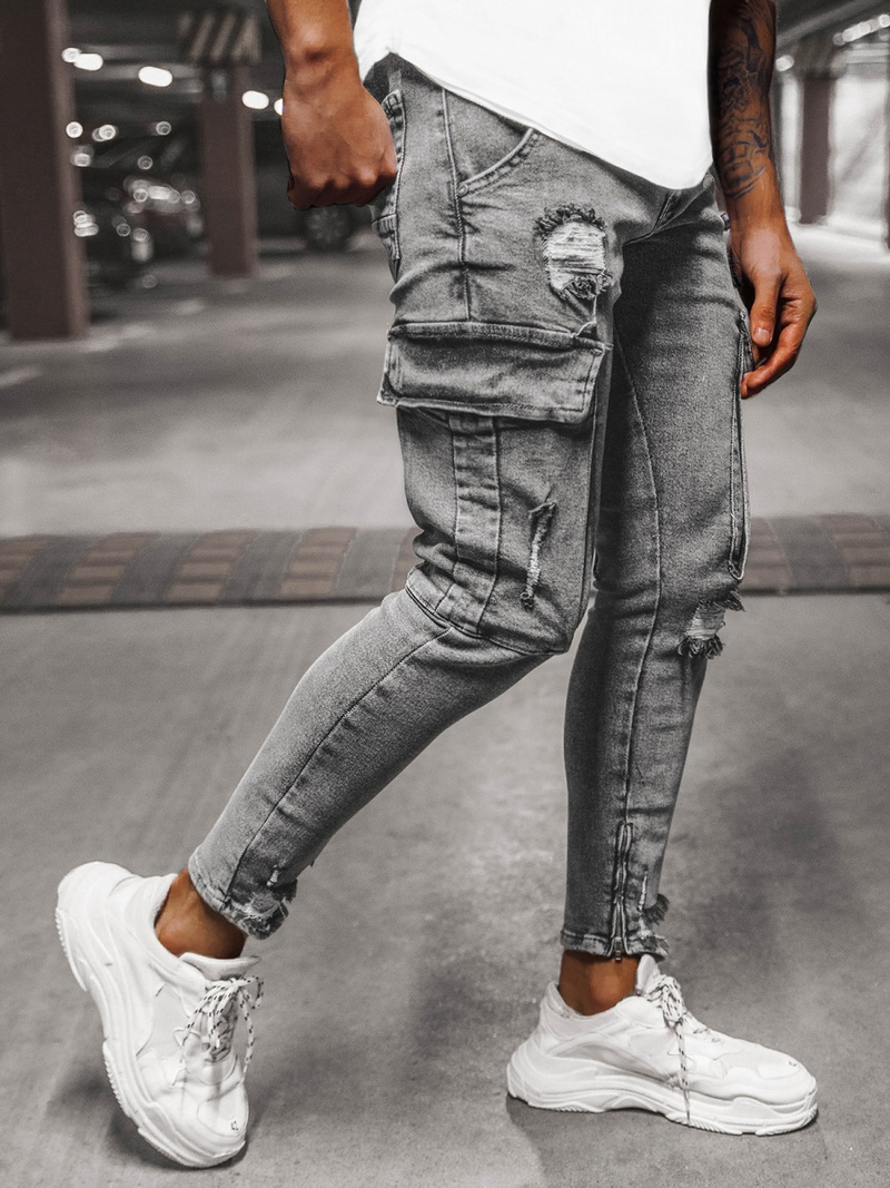 Spodnie jeansowe męskie grafitowe OZONEE O/B6006Z