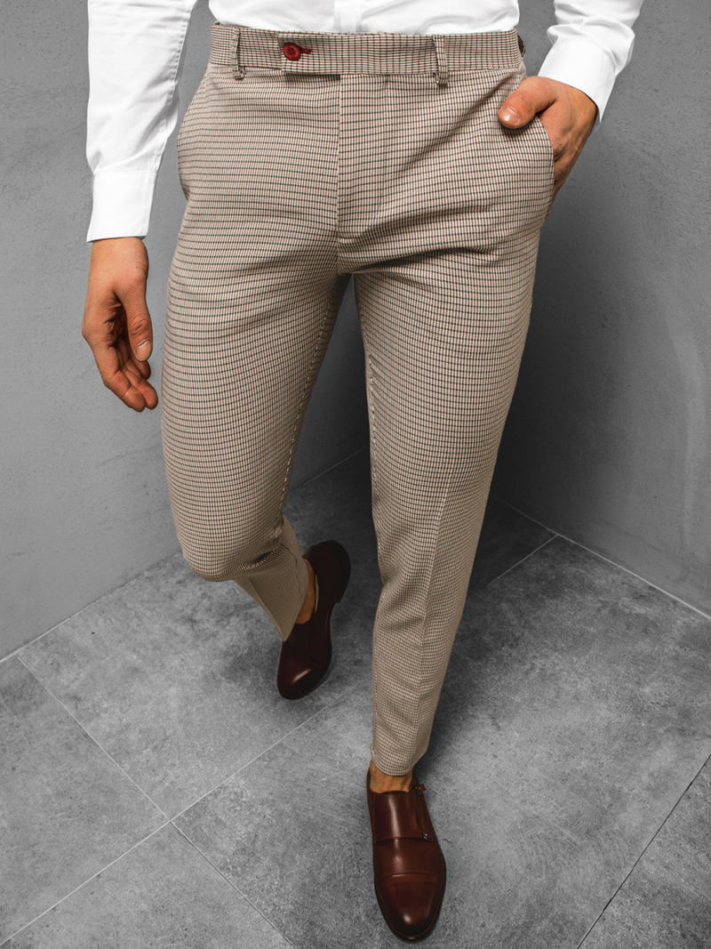 Spodnie męskie chino materiałowe beżowe OZONEE DJ/5540