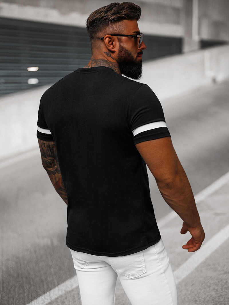 T-shirt męski czarny OZONEE O/8T1262/3
