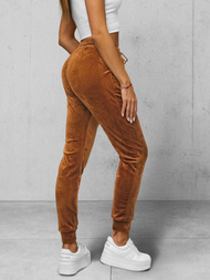 Spodnie dresowe damskie welurowe brązowe OZONEE JS/8K1532/33