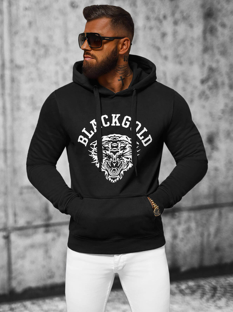 Bluza męska z kapturem czarna OZONEE NB/MF2007