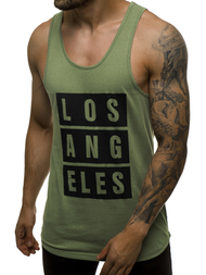 Koszulka bez rękawów męska z nadrukiem zielona OZONEE 724T