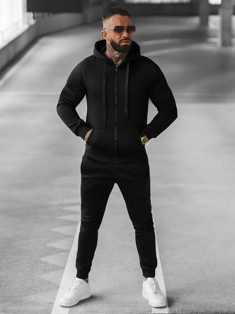 Komplet dresowy męski czarny OZONEE JS/68C10386/3Z