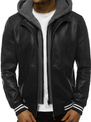 Kurtka skórzana męska czarna OZONEE JB/JP1133