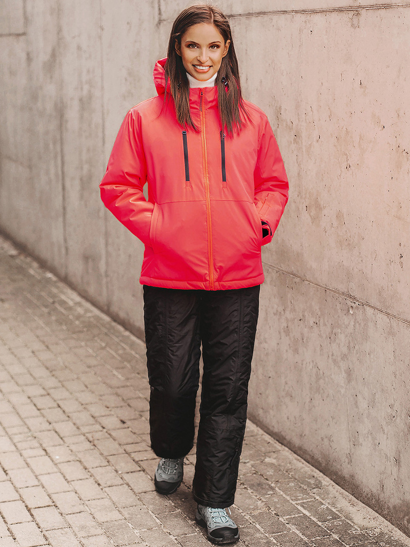 Kurtka damska zimowa różowo-neonowa OZONEE JS/HH012/53