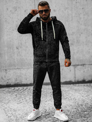 Komplet dresowy męski welurowy czarny OZONEE O/D8123/9153