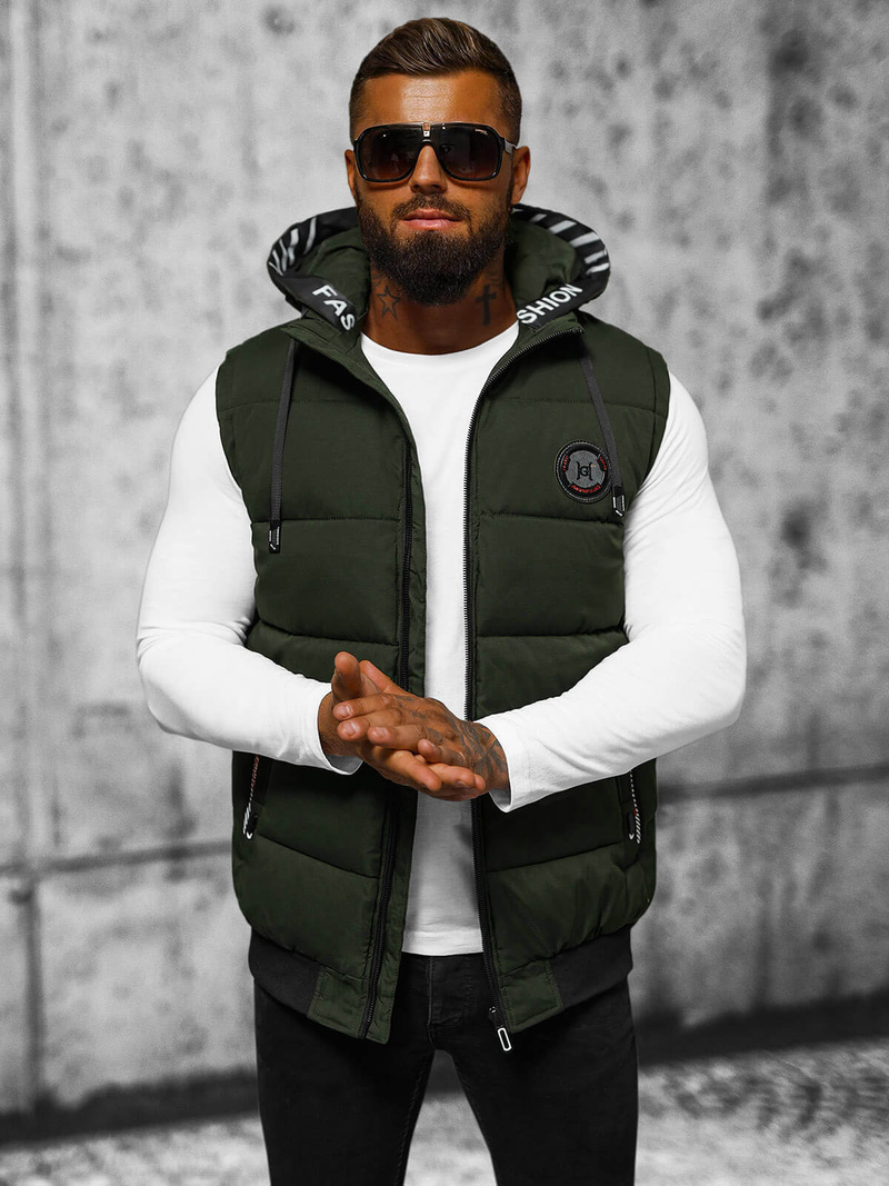 Kamizelka męska z kapturem zielona OZONEE JS/84M3028/136/X