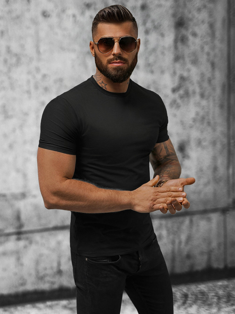 T-shirt męski slim fit czarny OZONEE NB/MT3001