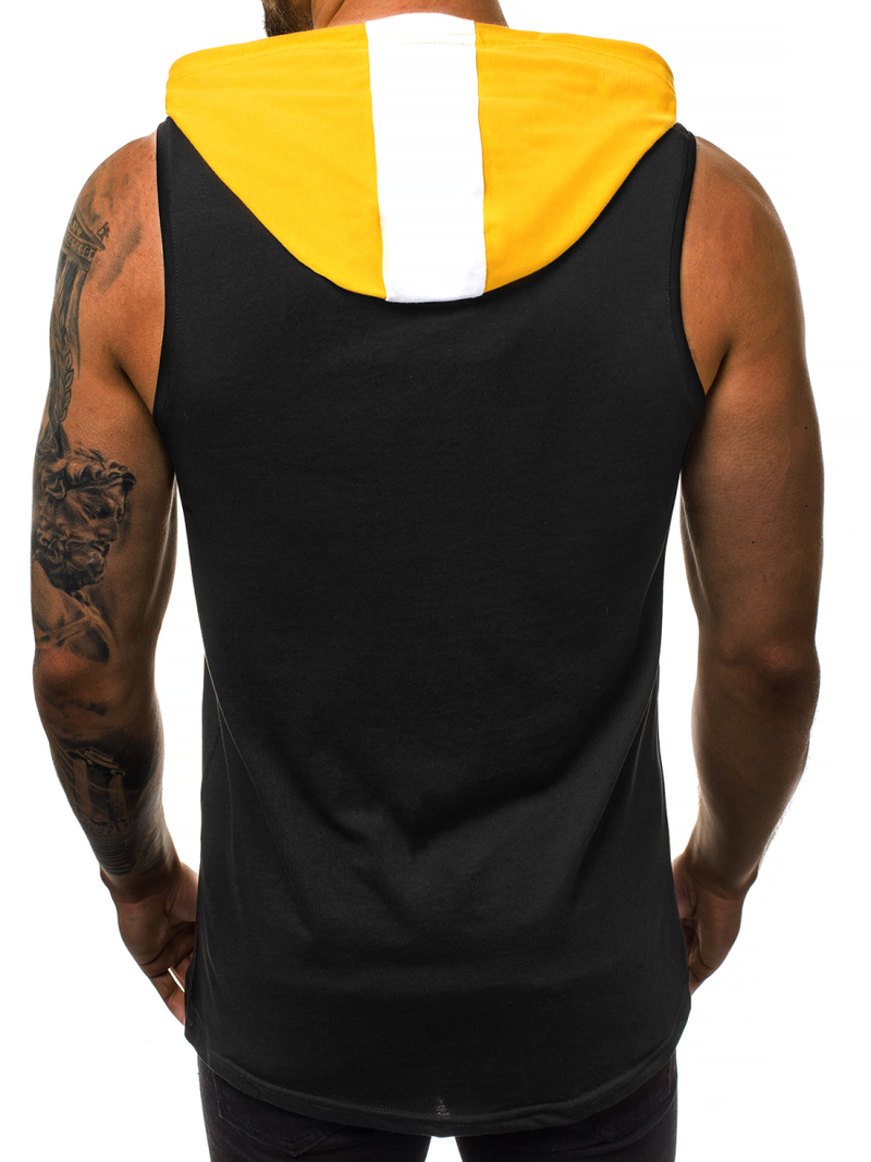 T-Shirt z kapturem męski czarny OZONEE MAD/2882Z