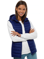 Kamizelka damska pikowana z kapturem granatowa/2 OZONEE JS/M23039/215