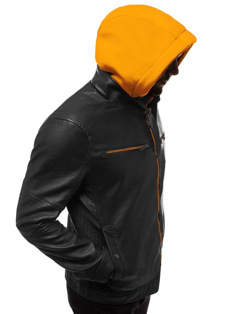 Kurtka skórzana męska czarno-żółta OZONEE N/6129Z