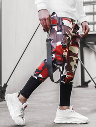 Spodnie męskie chino joggery bordowo-beżowe OZONEE G/11133