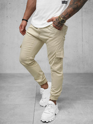 Spodnie męskie chino joggery beżowe OZONEE A/404