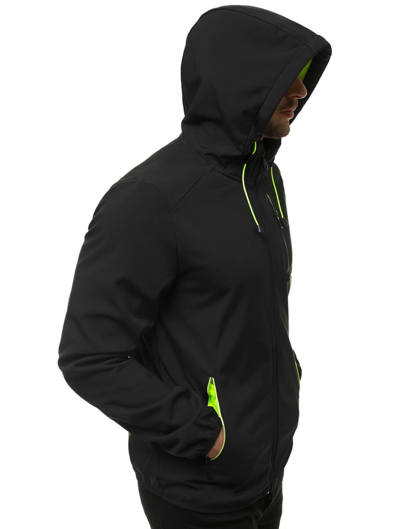 Kurtka softshell męska z kapturem czarna OZONEE JS/KS2183